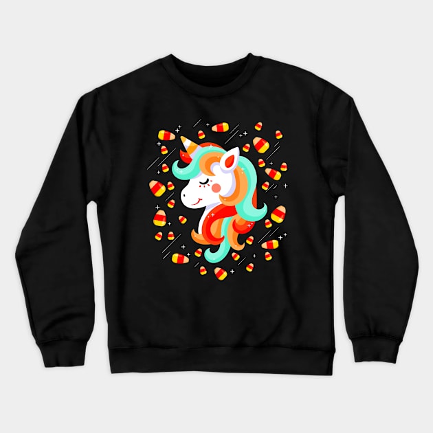 Unicorn Candy Corn Crewneck Sweatshirt by PaulAksenov